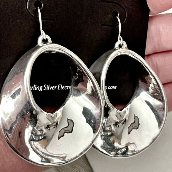 NWT Gorgeous E&L Made in Israel sterling silver electroform Dangle Hoop earrings - Picture 6 of 13
